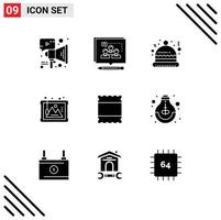 Pack of 9 creative Solid Glyphs of maximize history debate arts frame Editable Vector Design Elements