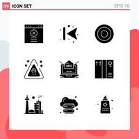 Universal Icon Symbols Group of 9 Modern Solid Glyphs of mail laptop interface seo road Editable Vector Design Elements