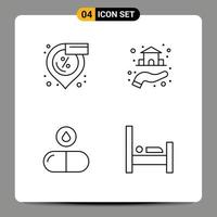 4 Thematic Vector Filledline Flat Colors and Editable Symbols of discount tablet shopping property pills Editable Vector Design Elements