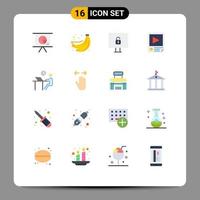 Set of 16 Modern UI Icons Symbols Signs for job report computer playback page Editable Pack of Creative Vector Design Elements