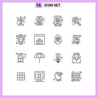 Pack of 16 creative Outlines of watch love settings like wedding Editable Vector Design Elements