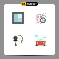 4 Thematic Vector Flat Icons and Editable Symbols of frame personal data protection window kidneys protection Editable Vector Design Elements