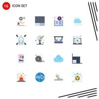 Pack of 16 Modern Flat Colors Signs and Symbols for Web Print Media such as man weather book rain wind Editable Pack of Creative Vector Design Elements