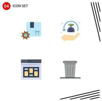 4 Creative Icons Modern Signs and Symbols of branding database gear plant page Editable Vector Design Elements