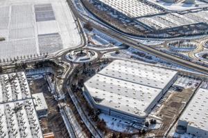 paris airport covered by snow photo