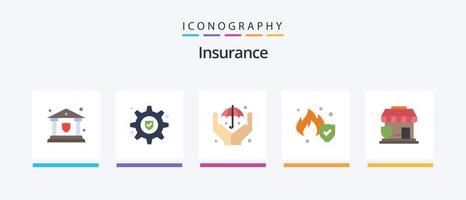 paquete de iconos de 5 planos de seguros que incluye. seguridad. seguro. proteccion. Servicio. diseño de iconos creativos vector