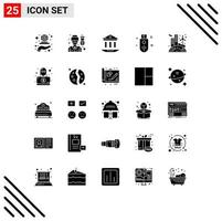 25 Thematic Vector Solid Glyphs and Editable Symbols of storage outline man memory education Editable Vector Design Elements