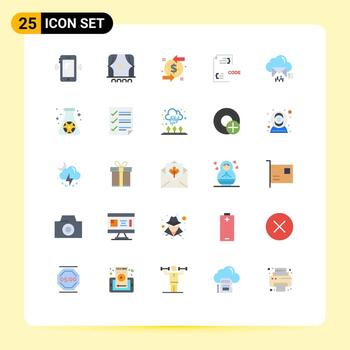 Editable Vector Line Pack of 25 Simple Flat Colors of document develop film coding investment Editable Vector Design Elements