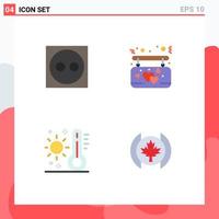 Modern Set of 4 Flat Icons Pictograph of cord summer affection love weather Editable Vector Design Elements