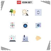 Pack of 9 Modern Flat Colors Signs and Symbols for Web Print Media such as file cloud enlarge strategy document Editable Vector Design Elements