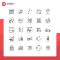 Group of 25 Lines Signs and Symbols for sound baby up graph chart Editable Vector Design Elements