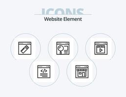 Website Element Line Icon Pack 5 Icon Design. page. browser. speedometer. setting. interface vector