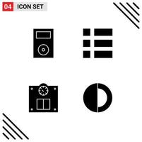 Modern Set of 4 Solid Glyphs Pictograph of devices floor products frame weight Editable Vector Design Elements