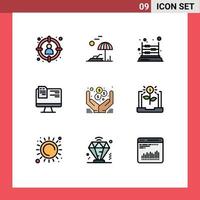 Modern Set of 9 Filledline Flat Colors Pictograph of online file spring computer mathematics Editable Vector Design Elements