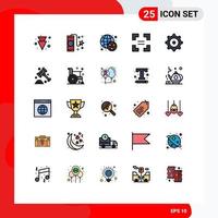 Universal Icon Symbols Group of 25 Modern Filled line Flat Colors of protection mechanic radioactive gear arrow Editable Vector Design Elements