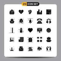 Set of 25 Modern UI Icons Symbols Signs for database finance unbox chart bar Editable Vector Design Elements