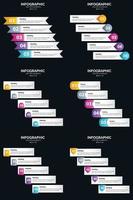 plantilla de diapositiva de presentación del paquete de infografías vectoriales 6 diagramas de ciclo de 5 pasos y líneas de tiempo vector