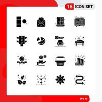 Set of 16 Modern UI Icons Symbols Signs for pie chart maps interior light items Editable Vector Design Elements