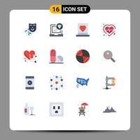 Modern Set of 16 Flat Colors and symbols such as care pulse groom heart passion Editable Pack of Creative Vector Design Elements