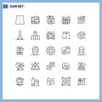 25 Universal Line Signs Symbols of claus web screen mockup design jar Editable Vector Design Elements