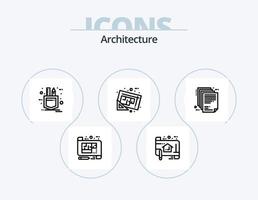 Architecture Line Icon Pack 5 Icon Design. laptop. home. stairs. paper. enterprise architecture vector