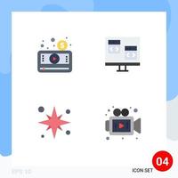 Set of 4 Vector Flat Icons on Grid for money development player coding star Editable Vector Design Elements