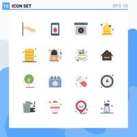 Group of 16 Flat Colors Signs and Symbols for database cloud ui sound alarm Editable Pack of Creative Vector Design Elements