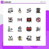 16 User Interface Flat Color Filled Line Pack of modern Signs and Symbols of pin google party decoration power gas Editable Creative Vector Design Elements