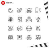 User Interface Pack of 16 Basic Outlines of leaf autumn couple edit column Editable Vector Design Elements