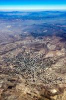 farmed fields near mexico city aerial view cityscape panorama photo