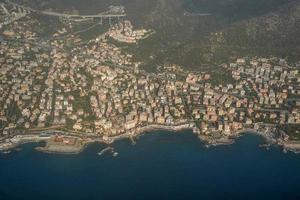 genoa italy aerial panorama landcape from airplane photo