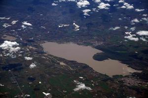 Lakes near Guadalajara jalisco aerial panorama landscape from airplane photo