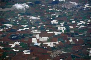 farmed fields near Guadalajara jalisco aerial panorama landscape from airplane photo