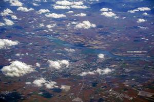 Lakes near Guadalajara jalisco aerial panorama landscape from airplane photo