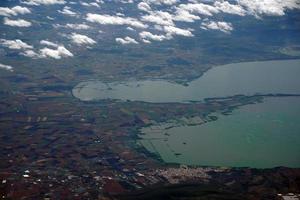 Lakes near Guadalajara jalisco aerial panorama landscape from airplane photo