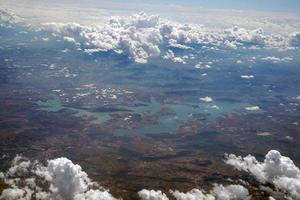 Leon Guanajuato aerial panorama landscape from airplane lakes photo