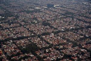 Mexico city aerial panorama landcape from airplane photo