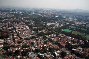 Mexico city aerial panorama landcape from airplane photo