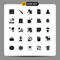 Pictogram Set of 25 Simple Solid Glyphs of file document tools banking progress Editable Vector Design Elements