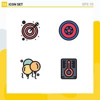 Group of 4 Modern Filledline Flat Colors Set for arrow father holiday medal temperature Editable Vector Design Elements