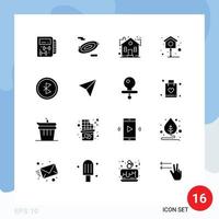 Modern Set of 16 Solid Glyphs and symbols such as connection bluetooth home spring bird Editable Vector Design Elements