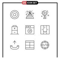 Set of 9 Vector Outlines on Grid for closet mac life app charging Editable Vector Design Elements