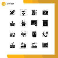 Pictogram Set of 16 Simple Solid Glyphs of idea box digital internet crime Editable Vector Design Elements