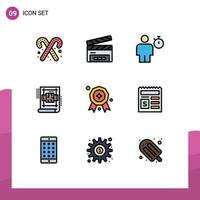 Set of 9 Modern UI Icons Symbols Signs for award plan avatar interior timer Editable Vector Design Elements