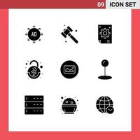 Solid Glyph Pack of 9 Universal Symbols of photo heart collective love heart Editable Vector Design Elements