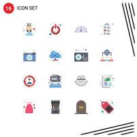 16 Flat Color concept for Websites Mobile and Apps creativity mark switch shopping check list Editable Pack of Creative Vector Design Elements