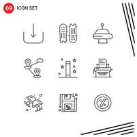 Set of 9 Modern UI Icons Symbols Signs for magical magic abduction halloween location Editable Vector Design Elements