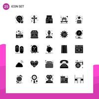 paquete de iconos de vector de stock de 25 signos y símbolos de línea para elementos de diseño de vector editables de comida favorita como picnic negro