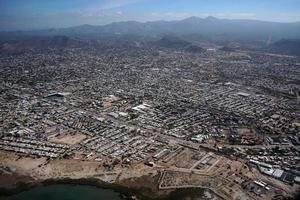 la paz baja california sur mexico aerial panorama from airplane photo