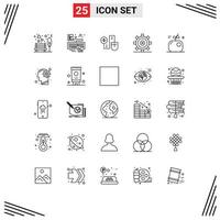 25 Universal Line Signs Symbols of gear design attach coding dollor Editable Vector Design Elements